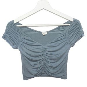 Garage Off The Shoulder Blue Cropped Top